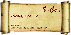 Várady Csilla névjegykártya